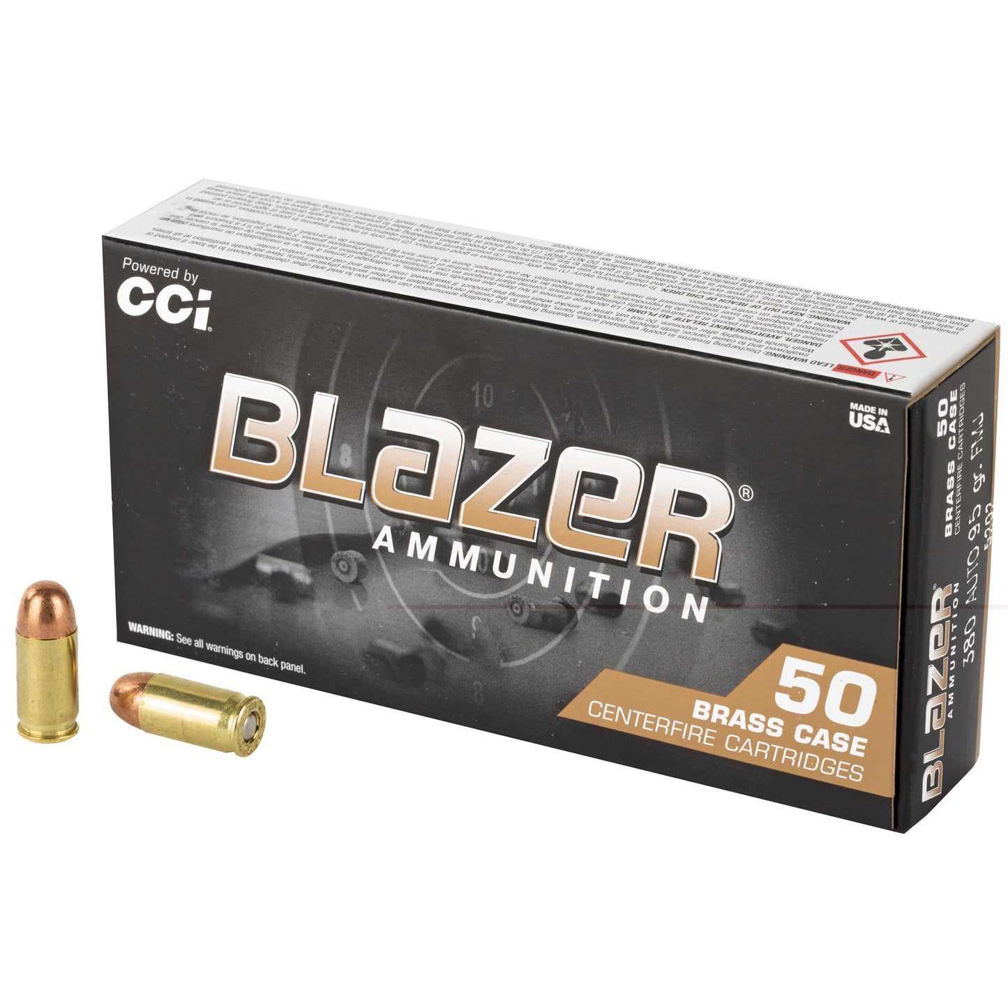 Blazer, Brass, 380ACP, 95 Grain, Full Metal Jacket, 50 Round Box