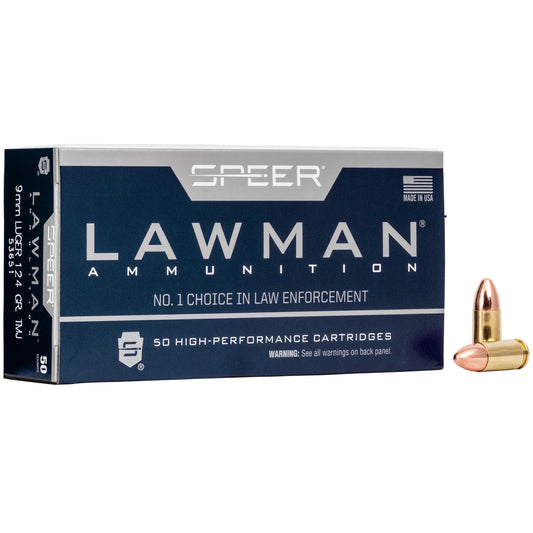 Speer, Lawman, 9mm, 124 Grain, Total Metal Jacket, 50 Round Box