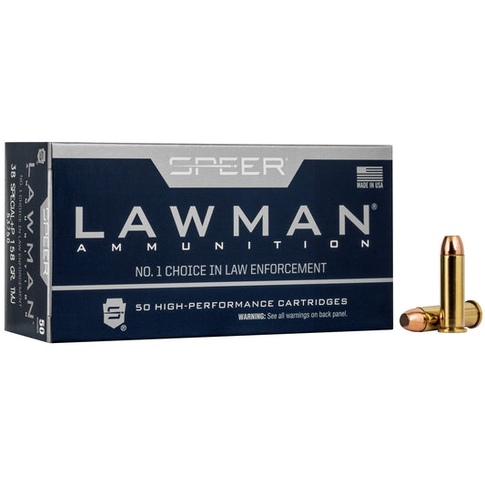 Speer, Lawman, 38 Special, 158 Grain, Total Metal Jacket, +P, 50 Round Box