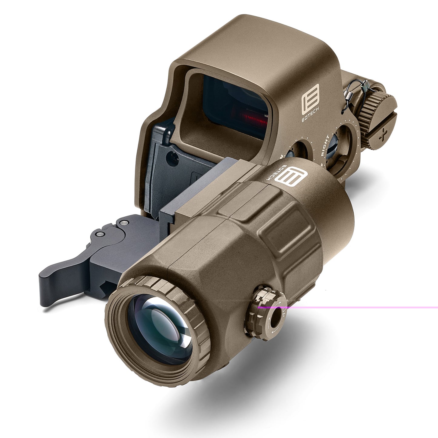 EOTech, EXPS3-0 Holographic Sight, Red 68 MOA Ring with 1 MOA Dot Reticle, Night Vision Compatible, Side Button Controls, Quick Disconnect Mount, Includes G33 3X Magnifier, Tan