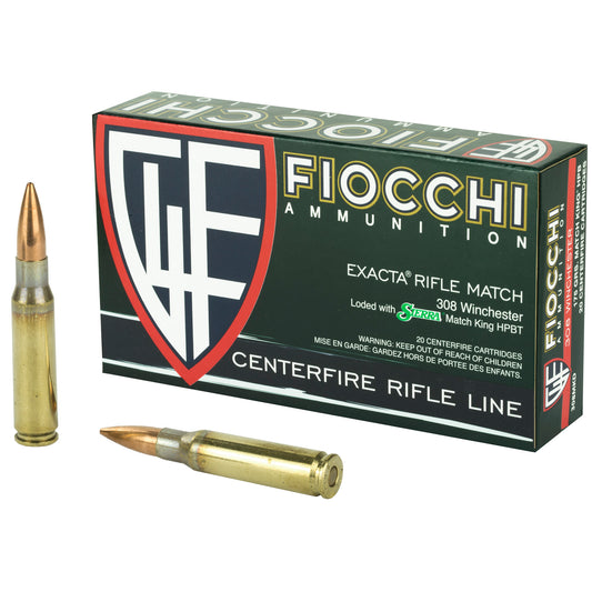 Fiocchi, .308 Winchester, 175 Grain, Hollow Point Boat Tail Match King, 20 Round Box