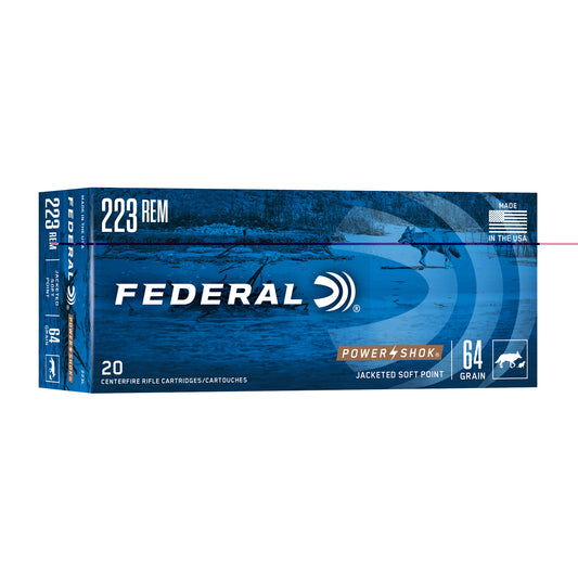 Federal, PowerShok, 223REM, 64 Grain, Soft Point, 20 Round Box