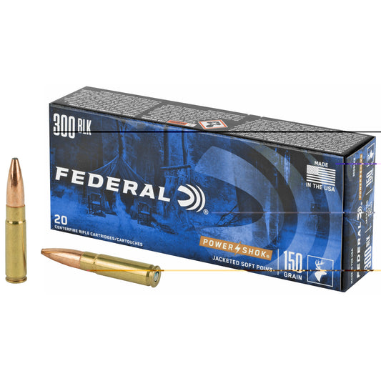 Federal, PowerShok, .300 Blackout, 150 Grain, Soft Point, 20 Round Box