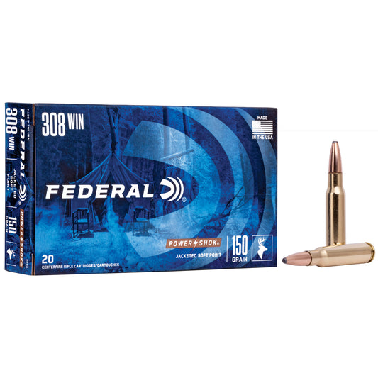 Federal, PowerShok, .308 Winchester, 150 Grain, Soft Point, 20 Round Box