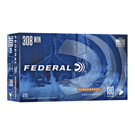 Federal, PowerShok, .308 Winchester, 180 Grain, Soft Point, 20 Round Box