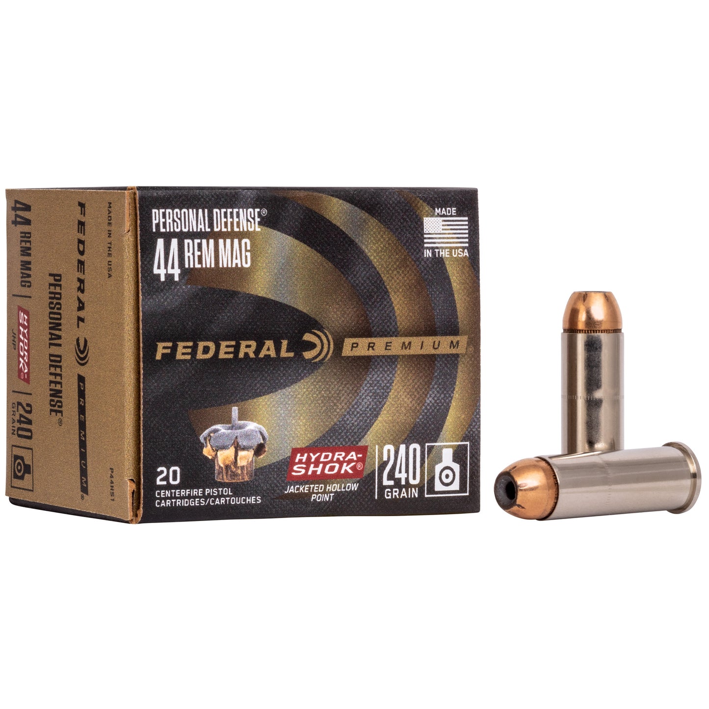 Federal, Hydra-Shok, .44 Magnum, 240 Grain, Hollow Point, 20 Round Box