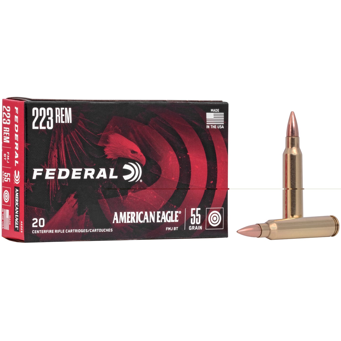 Federal, American Eagle, 223REM, 55 Grain, Full Metal Jacket, 20 Round Box