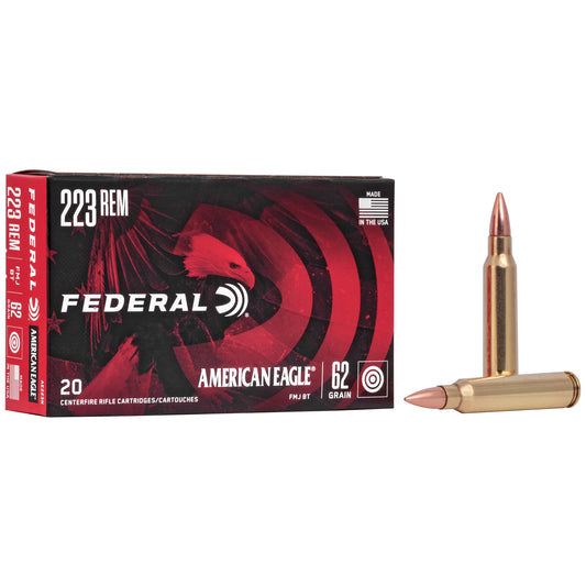 Federal, American Eagle, 223REM, 62 Grain, Full Metal Jacket, 20 Round Box