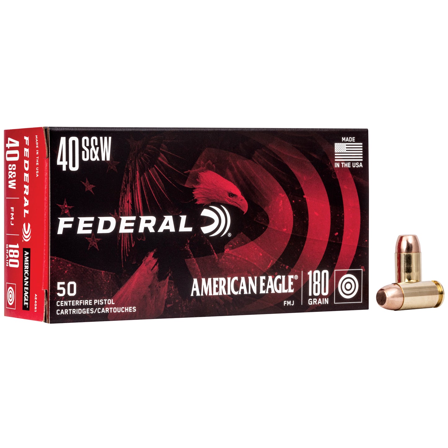 Federal, American Eagle, .40 S&W, 180 Grain, Full Metal Jacket, 50 Round Box