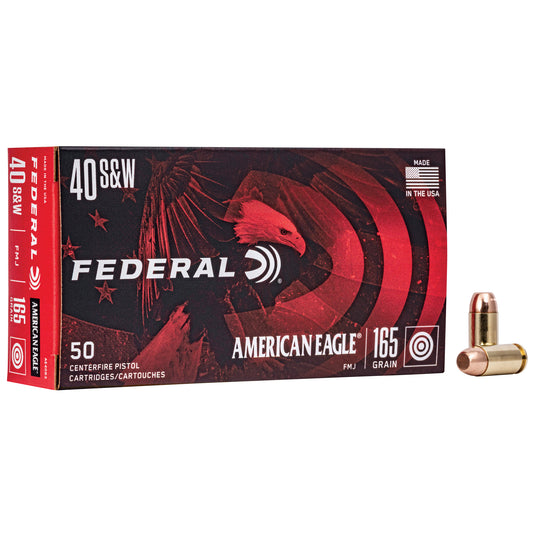 Federal, American Eagle, .40 S&W, 165 Grain, Full Metal Jacket, 50 Round Box