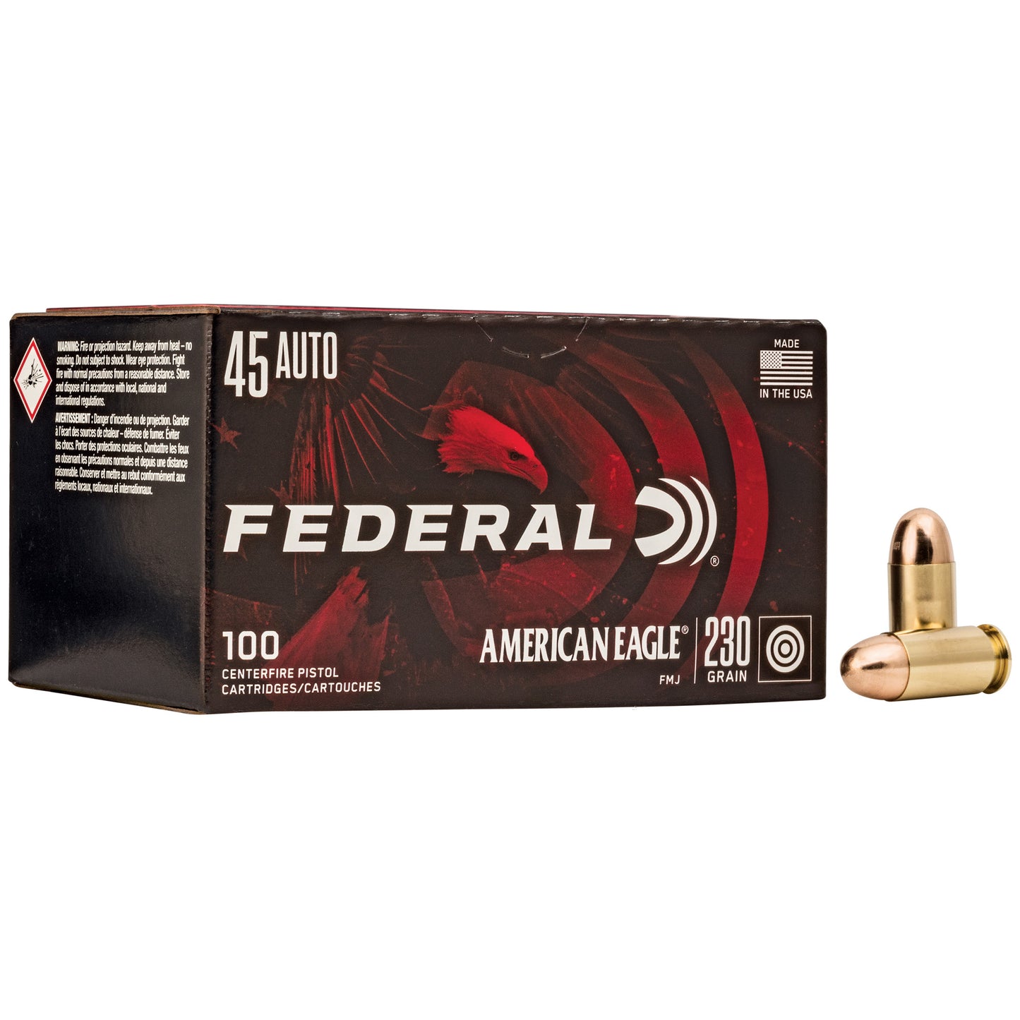 Federal, American Eagle, .45 ACP, 230 Grain, Full Metal Jacket, 100 Round Box