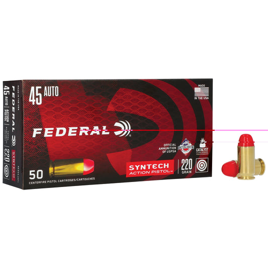 Federal, Syntech Action Pistol, 45 ACP, 220 Grain, Total Synthetic Jacket, 50 Round Box