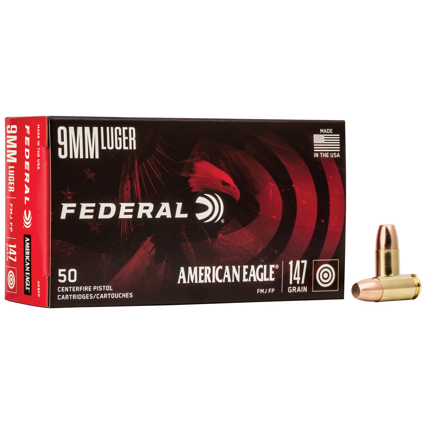 Federal, American Eagle, 9MM, 147 Grain, Full Metal Jacket, 50 Round Box