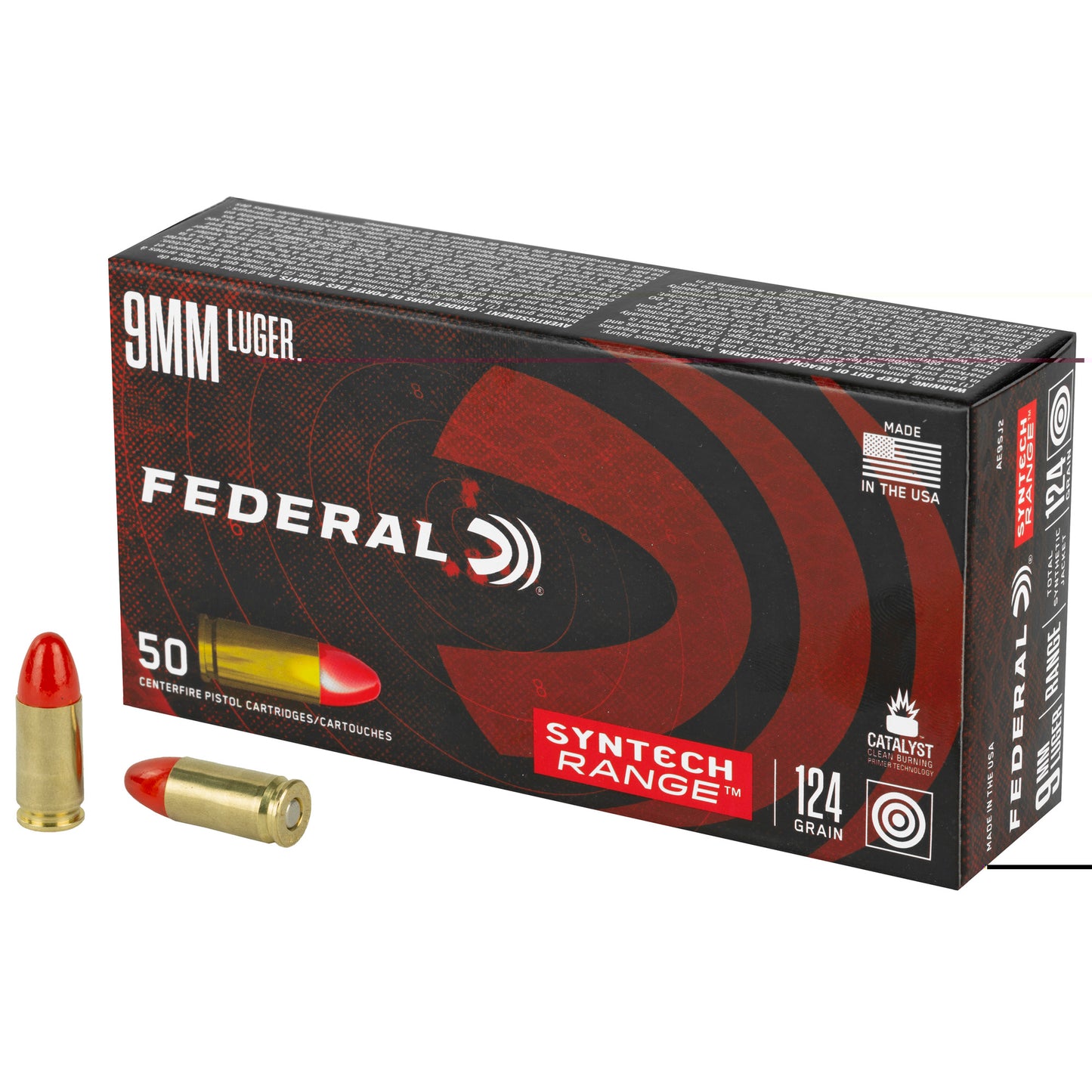 Federal, American Eagle, 9MM, 124 Grain, TSJ, Total Synthetic Jacket, 50 Round Box