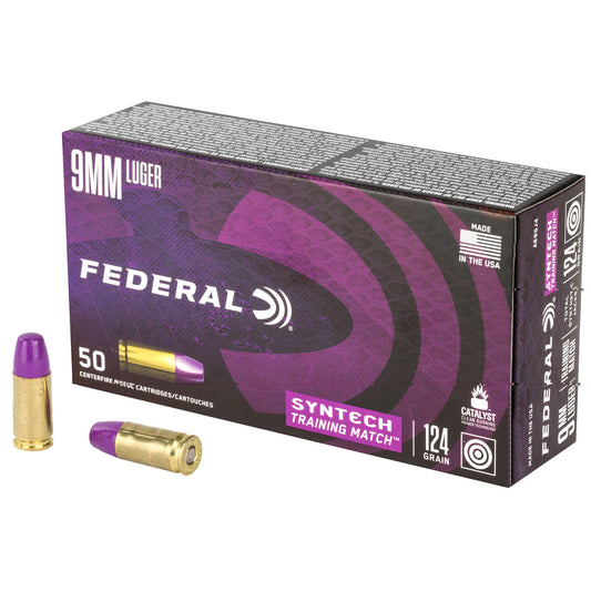 Federal, Syntech Training Match, 9MM, 124 Grain, Total Synthetic Jacket, 50 Round Box