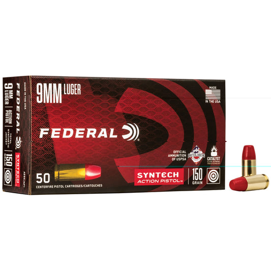 Federal, Syntech Action Pistol, 9MM, 150 Grain, Total Synthetic Jacket, 50 Round Box