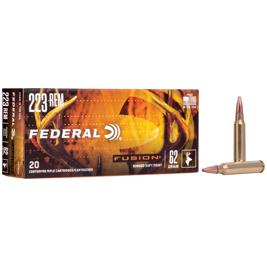 Federal, Fusion, 223REM, 62 Grain, Boat Tail, 20 Round Box