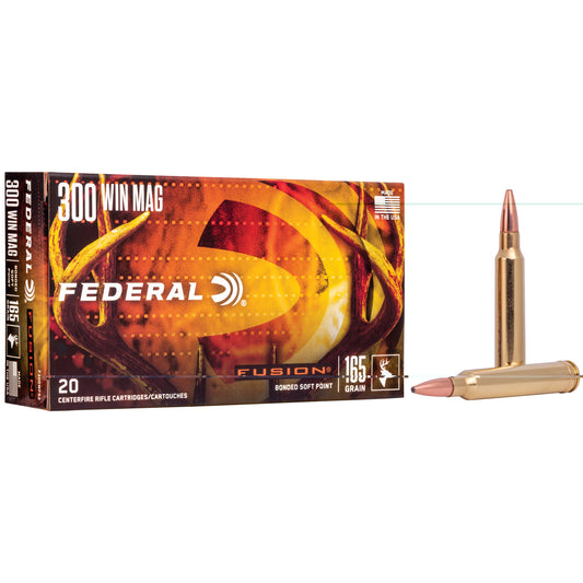 Federal, Fusion, 300 WIN MAG, 165 Grain, Boat Tail, 20 Round Box