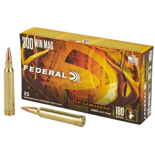 Federal, Fusion, .300 Winchester Magnum, 180 Grain, Boat Tail, 20 Round Box