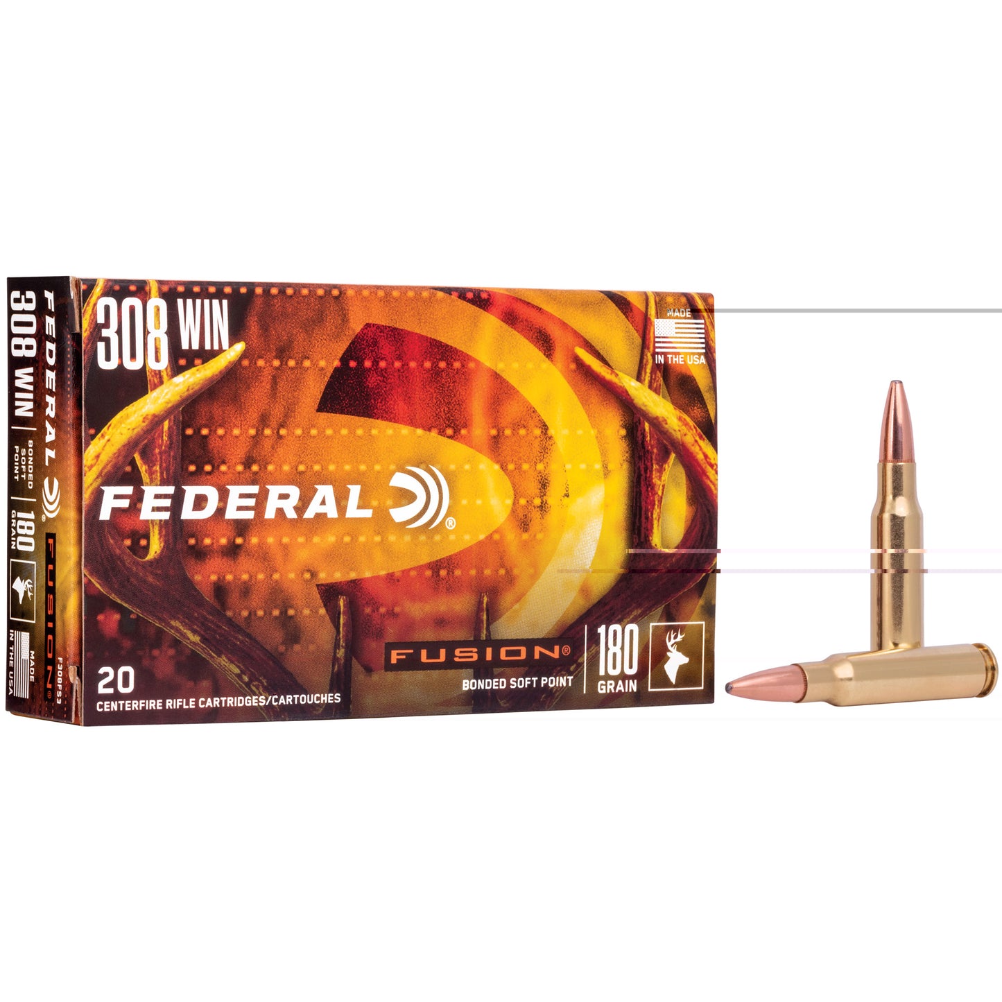 Federal, Fusion, .308 Winchester, 180 Grain, Boat Tail, 20 Round Box