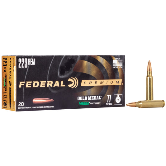 Federal, Gold Medal Match, .223 Remington, 77 Grain, Boat Tail Hollow Point, 20 Round Box