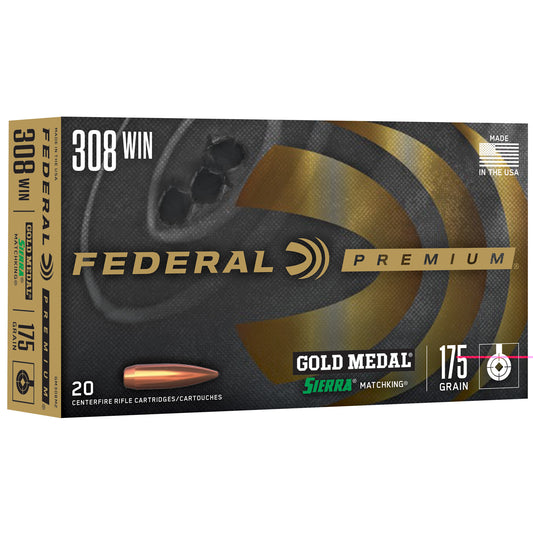 Federal, Gold Medal Match, .308 Winchester, 175 Grain, Boat Tail Hollow Point, 20 Round Box