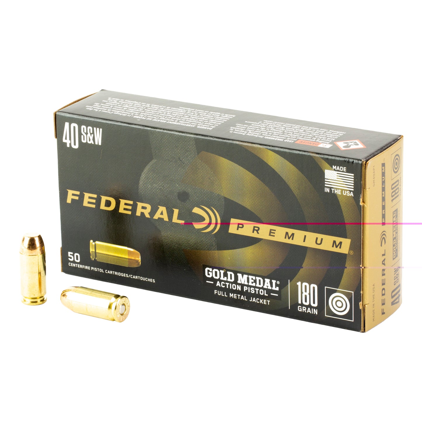 Federal, Gold Medal, .40 S&W, 180 Grain, Full Metal Jacket, 50 Round Box