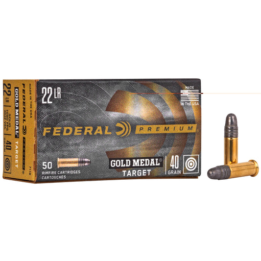 Federal, Gold Medal, .22 LR, 40 Grain, Lead Round Nose, 50 Round Box