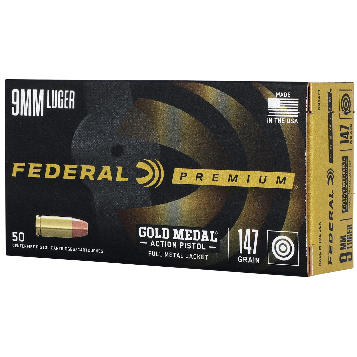 Federal, Gold Medal, 9MM, 147 Grain, Full Metal Jacket, 50 Round Box