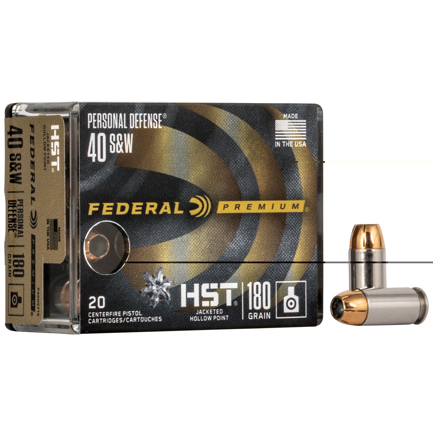 Federal, Premium HST, Personal Defense, .40 S&W, 180 Grain, Jacketed Hollow Point, 20 Round Box