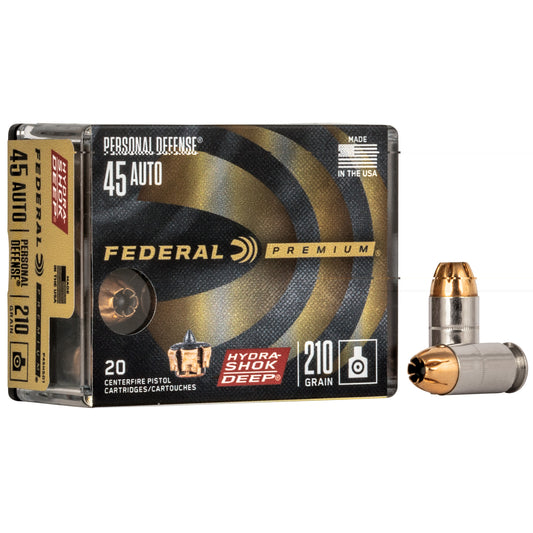 Federal, Premium, Hydra-Shok Deep, .45 ACP, 210 Grain, Jacketed Hollow Point, 20 Round Box