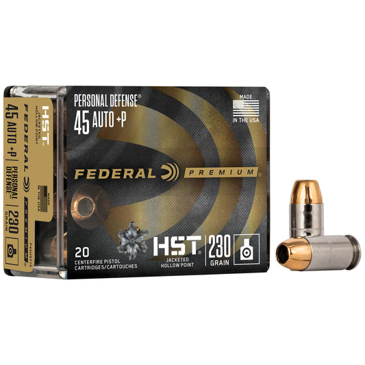 Federal, Premium, HST, .45 ACP+P, 230 Grain, Jacketed Hollow Point, 20 Round Box