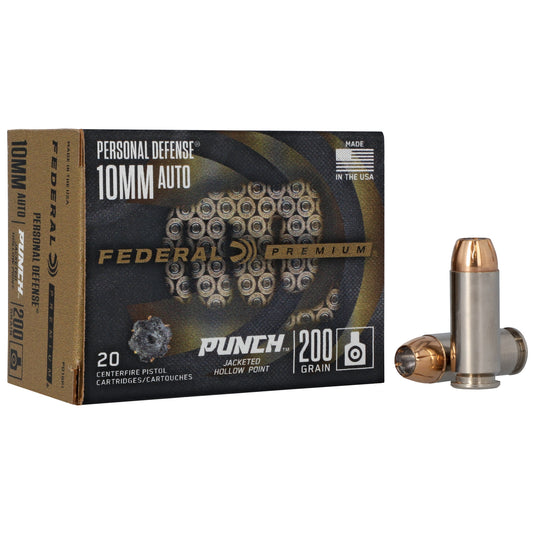 Federal, Premium, Punch, 10MM, 200 Grain, Jacketed Hollow Point, 20 Round Box