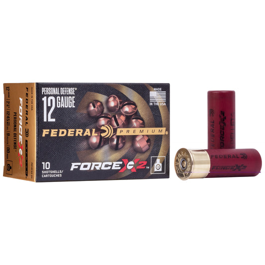 Federal, Premium, Force X2, 12 Gauge 2.75", 00 Buck, Buckshot, 9 Pellets, 10 Round Box