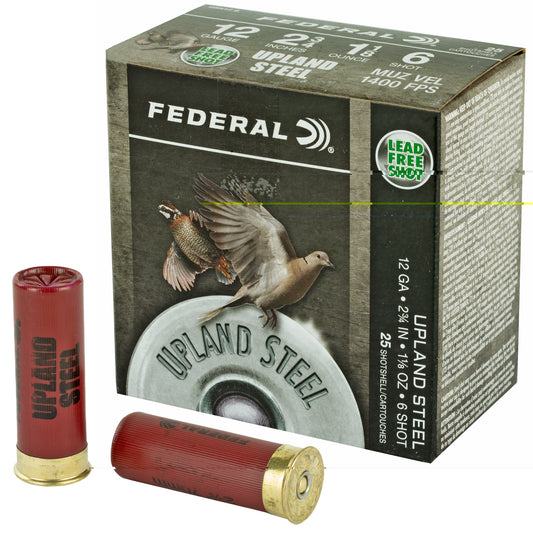 Federal, Field & Range Steel, 12 Gauge, 2.75", #6, 1 1/8 oz, Steel Shot, 25 Round Box