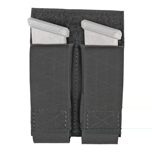 Grey Ghost Gear, Double Pistol Magna Mag Pouch, Laminate Nylon, the Pouch Attaches to any MOLLE/PALS Style Webbing With Two Included Malice Clips, Black