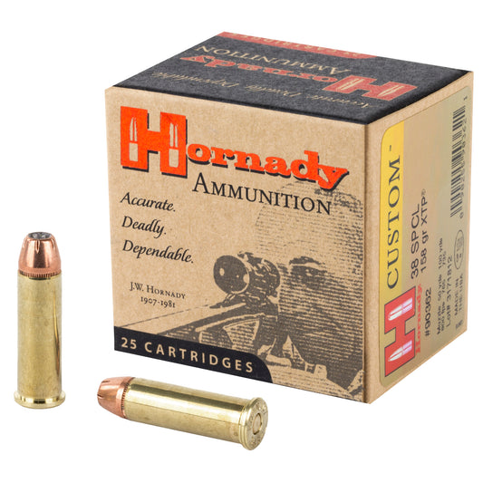 Hornady, Custom, Self Defense, 38 Special, 158 Grain, XTP, Jacketed Hollow Point, 25 Round Box