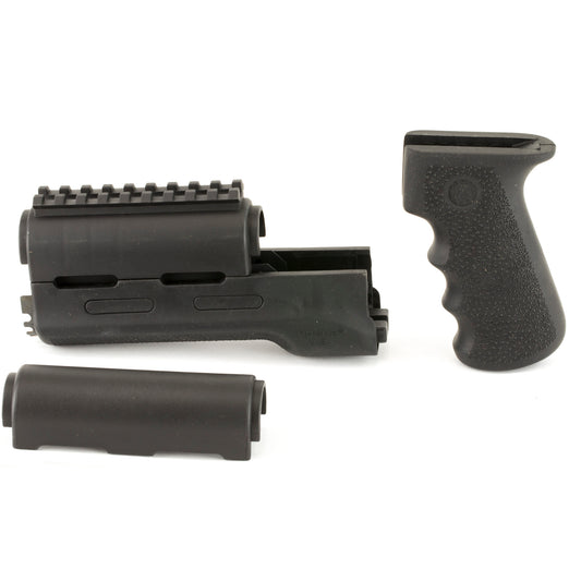 Hogue, OverMolded Rifle Grip/Forend Kit, Fits AK-47/AK-74, Finger Grooves, Rubber, Black