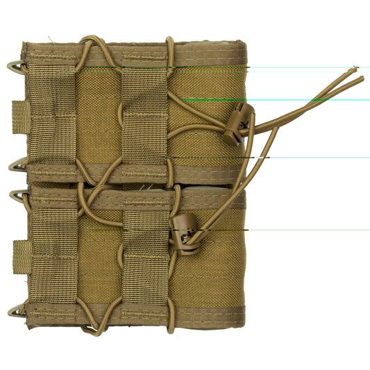 High Speed Gear, Double Rifle TACO, Dual Magazine Pouch, Molle, Fits Most Rifle Magazines, Hybrid Kydex and Nylon, Coyote Brown