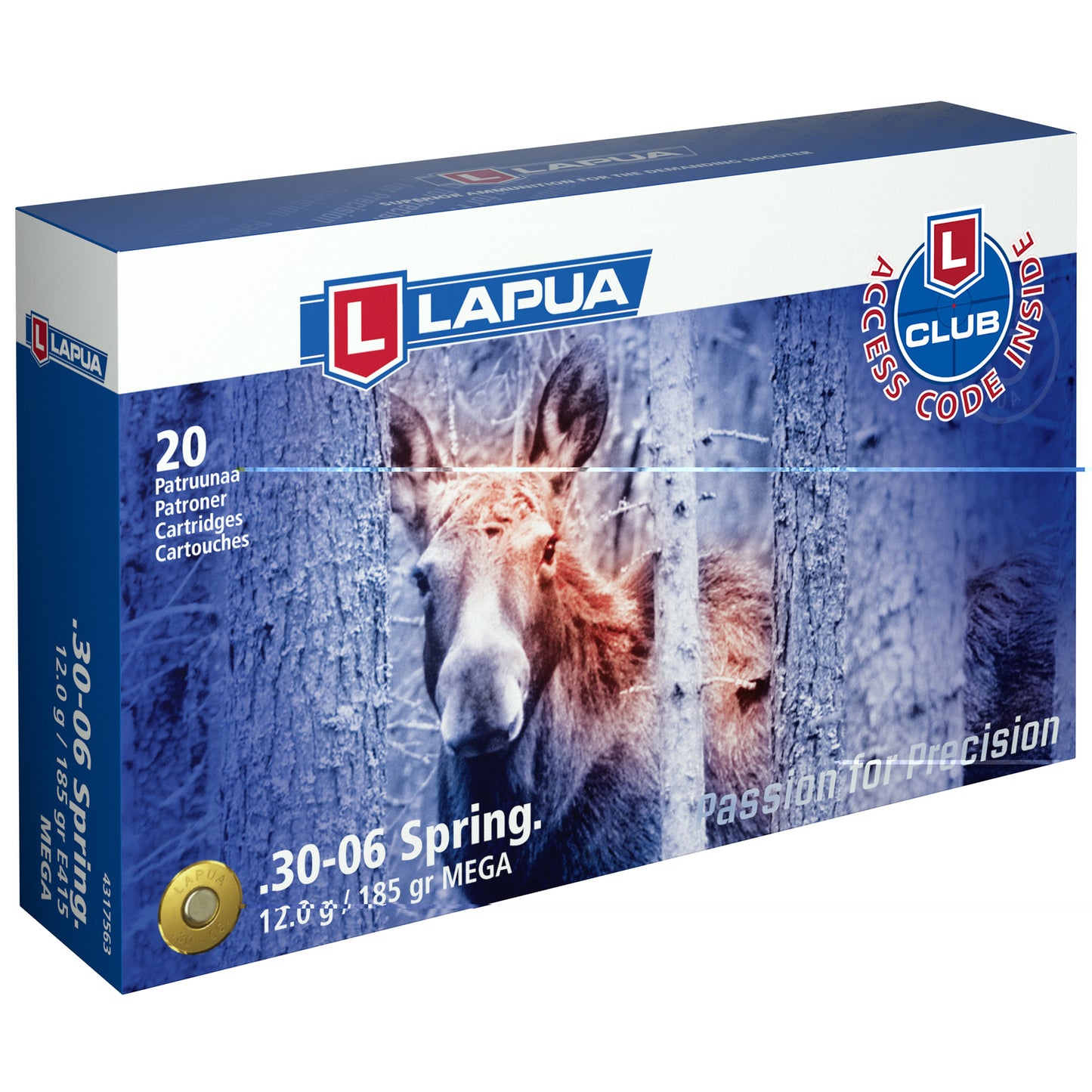 Lapua, Mega Soft Point, 30-06 Springfield, 185Gr, Jacketed Soft Point, 20 Round Box