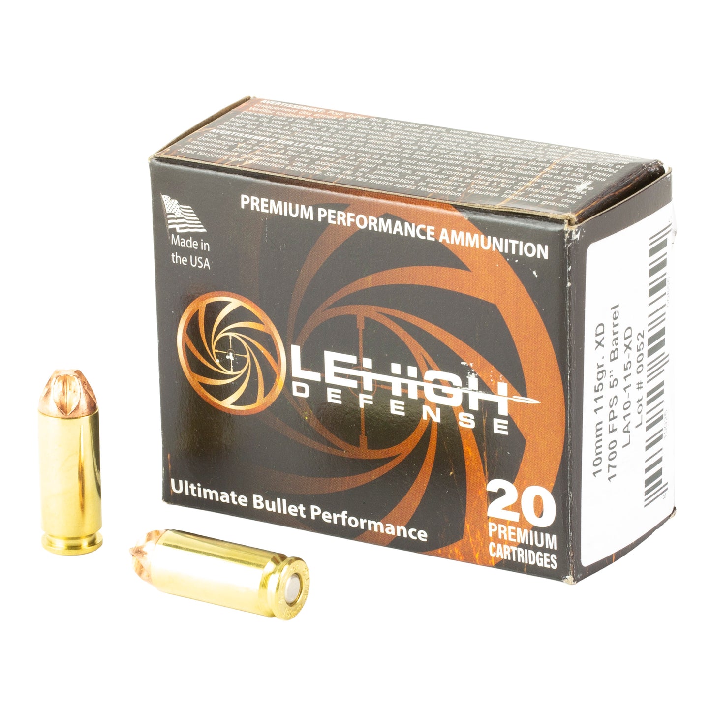 Lehigh Defense, Xtreme Defense, 10MM, 115 Grain, XD FTM, 20 Round Box