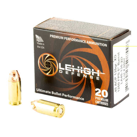 Lehigh Defense, Xtreme Defense, 45 ACP, 135 Grain, XD FTM, 20 Round Box