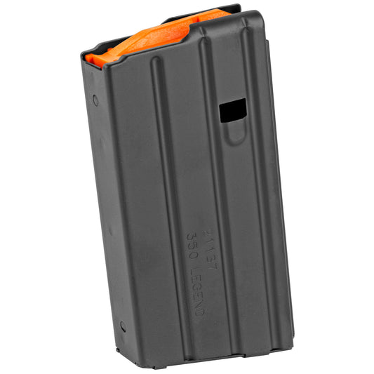 DURAMAG, DuraMag SS, Magazine, 350 Legend, 20 Rounds, Fits AR Rifles, Orange AGF Follower, Stainless Steel, Black