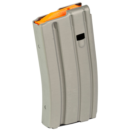 DURAMAG, Magazine, 223 Remington/556NATO/300 Blackout, 20 Rounds, Fits AR-15, Orange AGF Follower, Aluminum, Gray