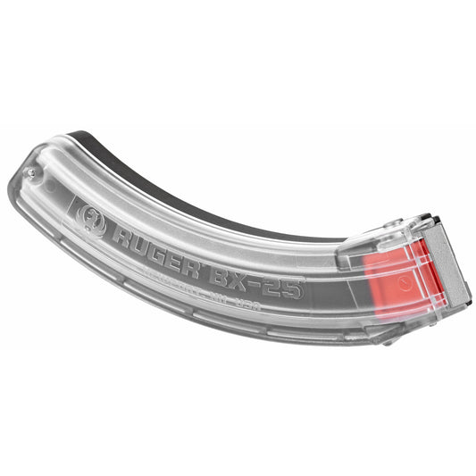 Ruger, Magazine, BX-25, 22LR, 25 Rounds, Fits 10/22 Rifles, Translucent Clear Polymer