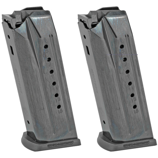 Ruger, Magazines, 9MM, 15 Rounds, Fits Ruger Security-9, Steel, Black, 2 Pack