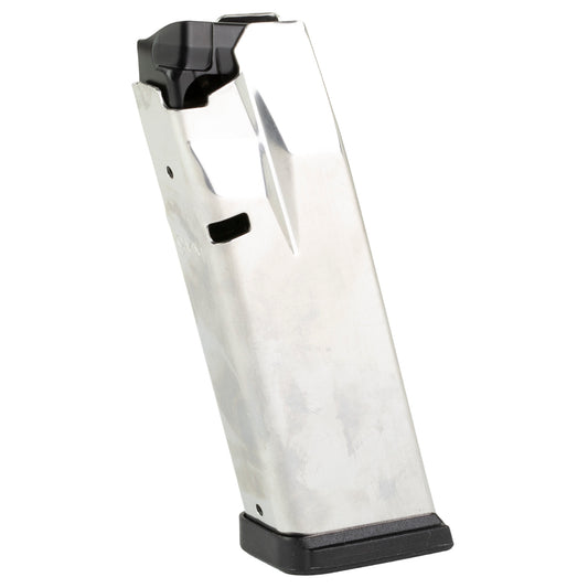 Springfield, Magazine, 9MM, 15 Rounds, Fits Hellcat Pro, Silver Stainless Steel Body with Black Base Plate