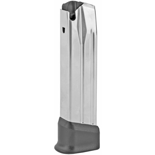 Springfield, Magazine, 9MM, 22 Rounds, Fits Springfield XDME, with Black Finger Rest, Stainless, Silver