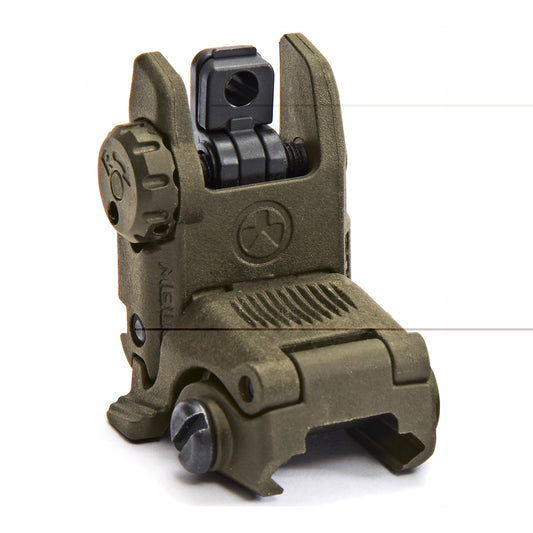 Magpul Industries, MBUS Back-Up Rear Sight Gen 2, Fits Picatinny Rails, Flip Up, Olive Drab Green