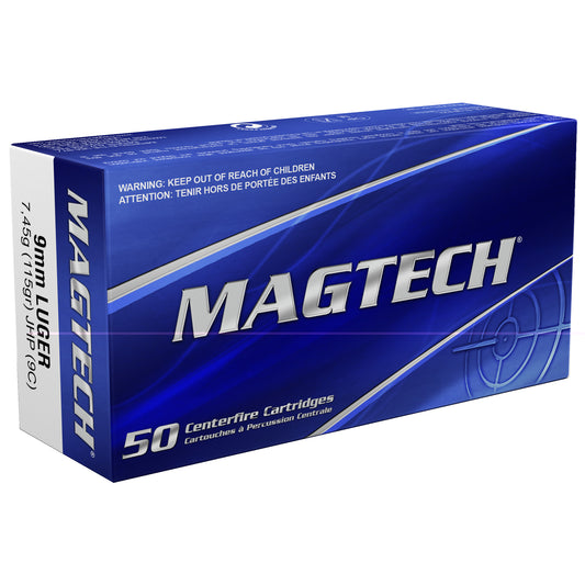 Magtech, Sport Shooting, 9MM, 115 Grain, Jacketed Hollow Point, 50 Round Box